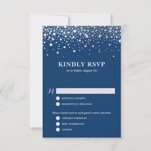 Faux Silver Foil Confetti | Carte RSVP de mariage  (Devant)
