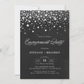 Faux Silver Foil Confetti Chalkboard Verloving Kaart (Voorkant)