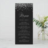 Faux Silver Foil Confetti Stippen Black Menu (Staand voorkant)