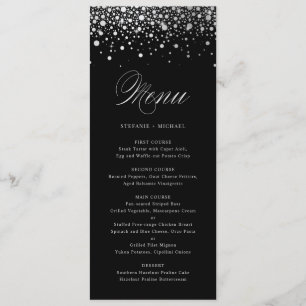 Faux Silver Foil Confetti Stippen Black Menu