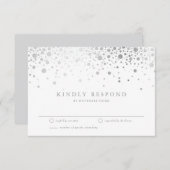 Faux Silver Foil Confetti Stippen Wedding RSVP Kaa (Voorkant / Achterkant)