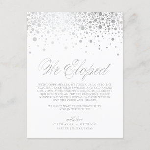 Faux Silver Foil Confetti White Weddenschap Elopem Aankondigingskaart