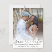 Faux Silver Foil Photo Magnet Réservez la date (Recto)
