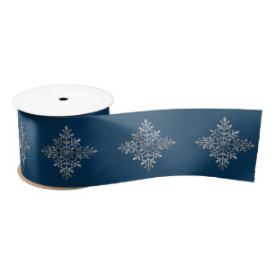 Faux Silver Foil Snowflake on Blue (geen echte Fol Lint