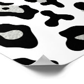 Faux Silver Foil - zwarte leopard - printerpatroon Poster (Hoek)