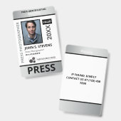 Faux Silver Foto & Logo Press ID Badge (Voor- en achterkant)