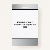 Faux Silver Foto & Logo Press ID Badge (Achterkant)