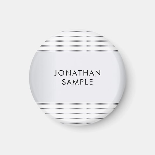 Faux Silver Glamor Elegant Moderne Sjabloon Magneet (Voorkant)