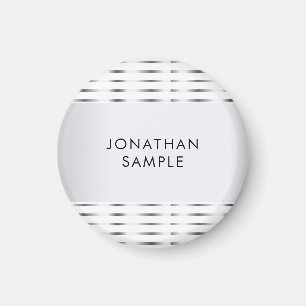 Faux Silver Glamour Elegant Modern Template Magneet