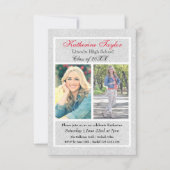 Faux Silver Glitter - 3x5 Afstuderen Aankondiging (Voorkant)