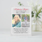 Faux Silver Glitter - 3x5 Afstuderen Aankondiging (Staand voorkant)