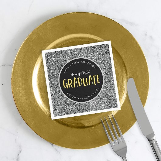 Faux Silver Glitter Afstuderen Afstuderen Servet