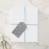 Faux Silver Glitter Cadeaulabel (Met Touw)