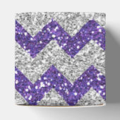 Faux Silver Glitter Chevron Pattern Paars Glitter Bedankdoosjes (Bovenkant)