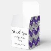 Faux Silver Glitter Chevron Pattern Paars Glitter Bedankdoosjes (Geopend)