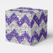 Faux Silver Glitter Chevron Pattern Paars Glitter Bedankdoosjes (Achterkant)