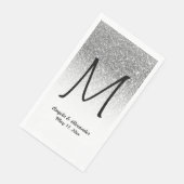 Faux Silver Glitter en White Ombre Monogram Servet (Hoek)