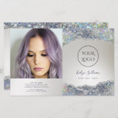 Faux silver glitter folie bifold folder (Voorkant / Achterkant)