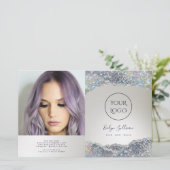 Faux silver glitter folie bifold folder (Staand voorkant)