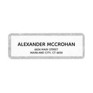 Faux Silver Glitter Folie Return Address Etiket