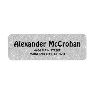 Faux Silver Glitter Folie Return Address Etiket