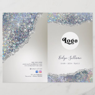 Faux silver glitter folie service menu folder