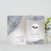 Faux silver glitter folie service menu folder (Staand voorkant)