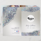 Faux silver glitter folie service menu folder (Voorkant / Achterkant)