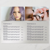 Faux silver glitter folie service menu folder (Achterkant)