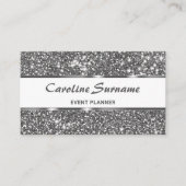 Faux Silver Glitter Grijs Glitter Event Planner Visitekaartje (Voorkant)