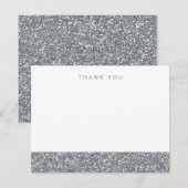 Faux Silver Glitter Hartelijk dank Notitiekaartje (Voorkant / Achterkant)