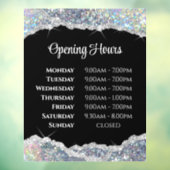 Faux Silver Glitter-openingstijden Venster Cling Raamsticker (Vel 3)