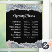 Faux Silver Glitter-openingstijden Venster Cling Raamsticker (Huis)