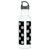Faux Silver Glitter Polka Dots Pattern on Black Waterfles (Achterkant)
