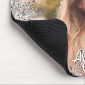 Faux Silver Glitter Round Border Photo Muismat (Hoek)