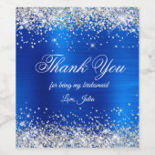 Faux Silver Glitter Royal Blue Folie Hartelijk dan Wijn Etiket (Enkel label)
