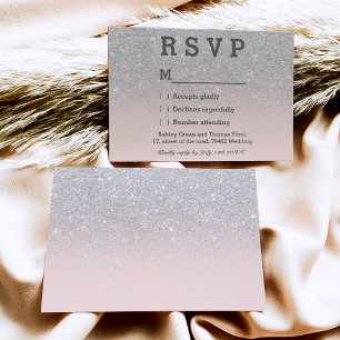 Faux Silver Glitter Roze Blush ombre RSVP bruiloft