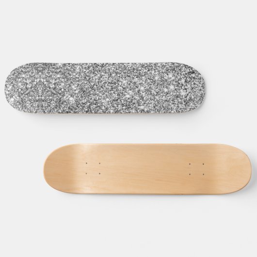 Faux Silver Glitter Sparkle Shine Skateboard (Horz)