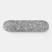 Faux Silver Glitter Sparkle Shine Skateboard (Horz)