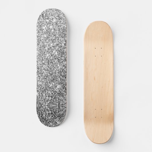 Faux Silver Glitter Sparkle Shine Skateboard (Recto)