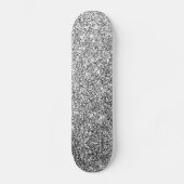 Faux Silver Glitter Sparkle Shine Skateboard (Recto)