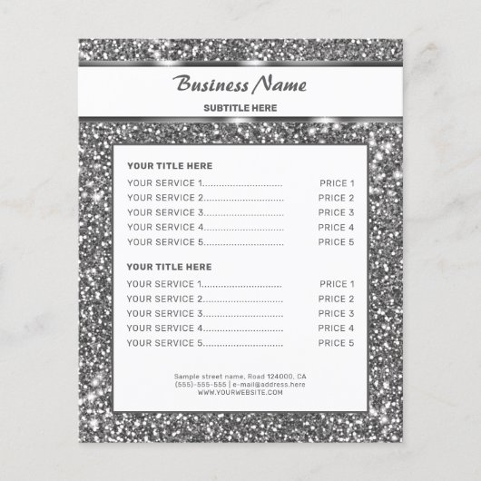 Faux Silver Glitter Textielkijken & aangepaste tek Flyer (Voorkant)