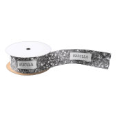 Faux Silver Glitter Textielkijken & aangepaste tek Lint (Spoel)