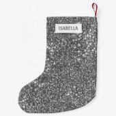 Faux Silver Glitter Texture Kijk & Aangepaste naam Kleine Kerstsok (Achterkant)