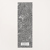 Faux Silver Glitter Texture Kijk & Aangepaste naam Yogamat (Voorkant)