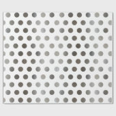 Faux Silver Glitter & White Medium Polka Dot. Cadeaupapier (Vlak)
