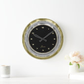 Faux Silver & Gold Border - Aangepaste zwarte acht Grote Klok (Huis)