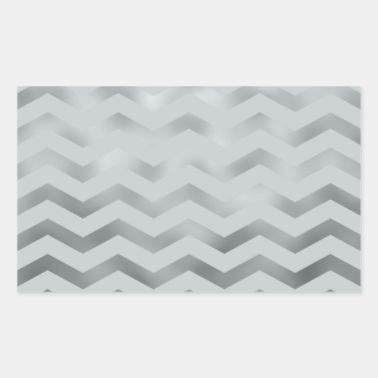Faux Silver Grey Folie Chevron Zig Zag Textuur Rechthoekige Sticker (Voorkant)