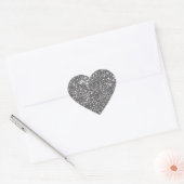 Faux Silver Grey Glitter Texture Let op design Hart Sticker (Envelop)