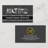 Faux Silver Handyman Tools Layer Visitekaartje (Voorkant / Achterkant)